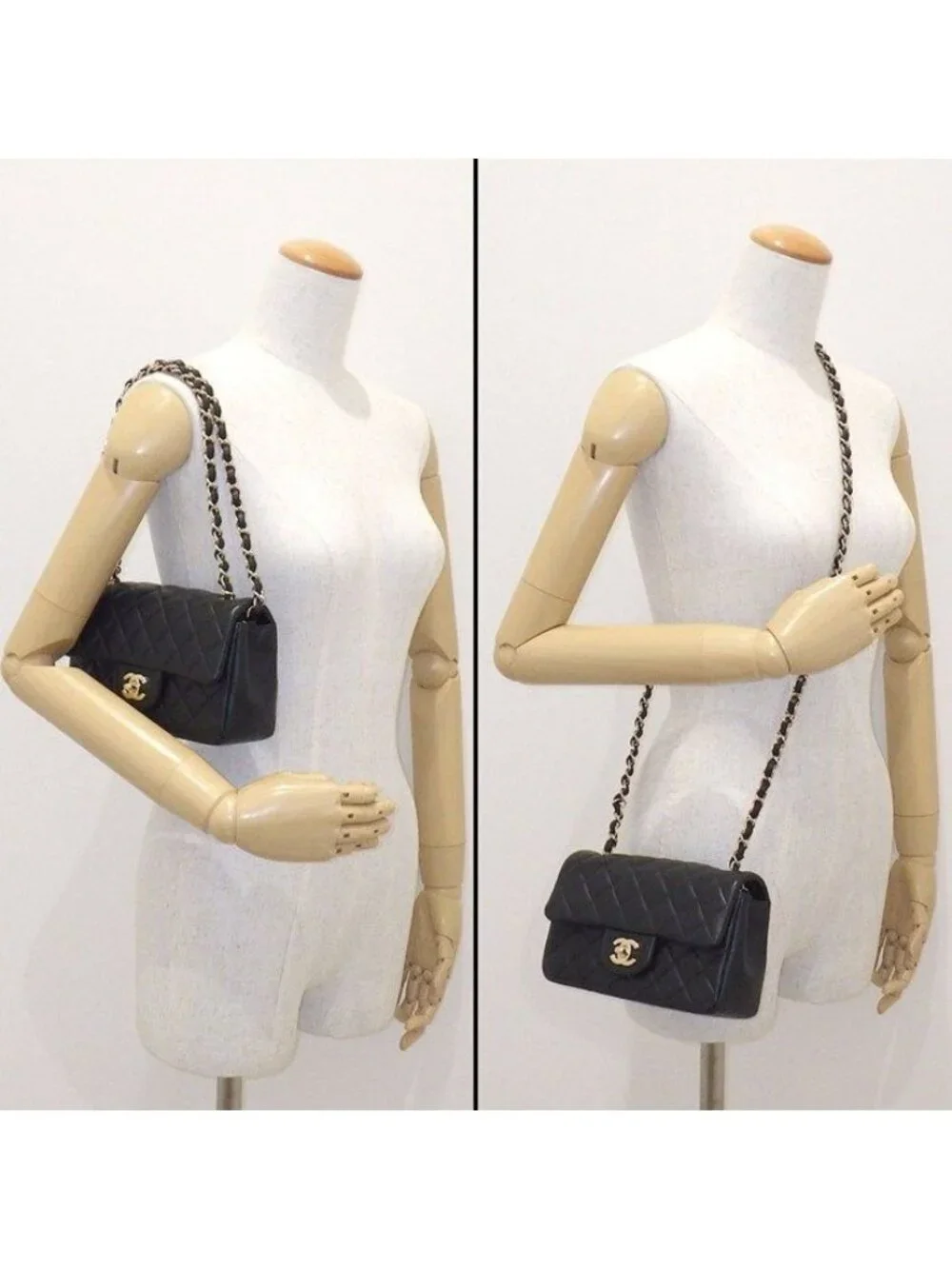 Chanel Shoulder Bag Quilted 20 Mini Classic Onwards Black Lambskin